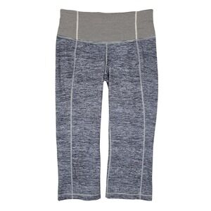 Lululemon Women's Pace Setter Grey Space Dye Striped Waist Crop Leggings 8